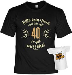 Lustige Sprüche Fun Tshirt Bitte kein Neid Weil ich mit 40 so gut aussehe! - Geburtstag Tshirt mit Mini Shirt ohne Flasche! von Art & Detail Shirt
