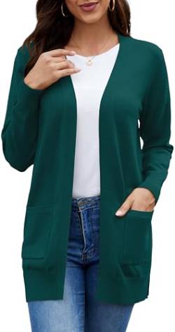 ArtJuly Damen Strickjacke Herbst Winter Casual Cardigan Langarm Vorne Offen Strickmantel mit Taschen High Stretchy Cardigan Dick und Warm Strickjackenpullover Strickpullover,Dunkelgrün S von ArtJuly