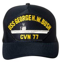 Artisan Owl United States Navy USS George H.W. Bush CVN-77 Supercarrier Emblem Patch Hat Navy Blue Baseball Cap von Artisan Owl