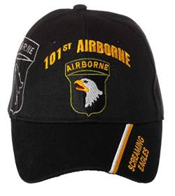 Offiziell lizenzierte US Army 101st Airborne Division Screaming Eagles bestickte schwarze verstellbare Baseballkappe von Artisan Owl
