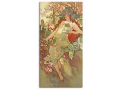 Leinwandbild ARTLAND "Automne (Herbst), 1896" Bilder Gr. B/H: 50 cm x 100 cm, Frau Hochformat, 1 St., grün Leinwandbilder von Artland