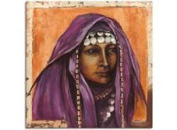 Leinwandbild ARTLAND "Beduinin II mit auberginefarbenem Tuch" Bilder Gr. B/H: 100 cm x 100 cm, Frau, 1 St., lila Leinwandbilder von Artland
