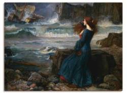 Leinwandbild ARTLAND "Der Sturm I" Bilder Gr. B/H: 80 cm x 60 cm, Frau Querformat, 1 St., blau Leinwandbilder von Artland