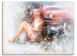 Leinwandbild ARTLAND "Entspannen" Bilder Gr. B/H: 80 cm x 60 cm, Frau Querformat, 1 St., beige (naturfarben) Leinwandbilder von Artland