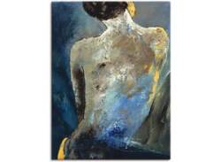 Leinwandbild ARTLAND "Rücken einer Nackten" Bilder Gr. B/H: 60 cm x 80 cm, Frau Hochformat, 1 St., blau Leinwandbilder von Artland