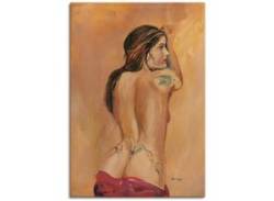 Leinwandbild ARTLAND "Tattoo Mädchen" Bilder Gr. B/H: 70 cm x 100 cm, Frau, 1 St., braun Leinwandbilder von Artland