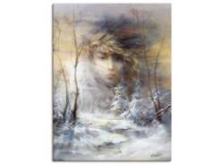 Leinwandbild ARTLAND "Winter" Bilder Gr. B/H: 60 cm x 80 cm, Frau Hochformat, 1 St., weiß Leinwandbilder von Artland