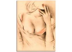 Wandbild ARTLAND "Aphrodite der Moderne" Bilder Gr. B/H: 60 cm x 80 cm, Leinwandbild Frau Hochformat, 1 St., orange Kunstdrucke von Artland