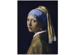 Wandbild ARTLAND "Das Mädchen mit dem Perlenohrgehänge" Bilder Gr. B/H: 60 cm x 80 cm, Leinwandbild Frau, 1 St., schwarz Kunstdrucke von Artland