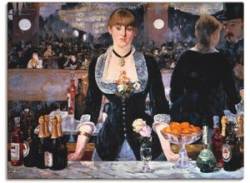 Wandbild ARTLAND "Die Bar des Folies-Bergeres, um 1881" Bilder Gr. B/H: 80 cm x 60 cm, Leinwandbild Frau Querformat, 1 St., bunt Kunstdrucke von Artland