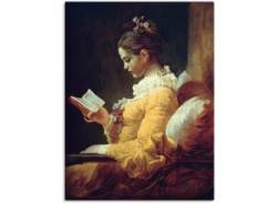 Wandbild ARTLAND "Lesendes Mädchen. Um 1776" Bilder Gr. B/H: 60 cm x 80 cm, Leinwandbild Frau, 1 St., braun Kunstdrucke von Artland