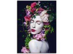Wandbild ARTLAND "Schöne Blumenkönigin" Bilder Gr. B/H: 90 cm x 120 cm, Leinwandbild Bilder von Frauen Hochformat, 1 St., bunt Kunstdrucke von Artland