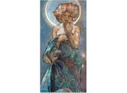 Wandbild ARTLAND "Sterne Der Mond 1902" Bilder Gr. B/H: 50 cm x 100 cm, Alu-Dibond-Druck Frau, 1 St., blau Kunstdrucke von Artland