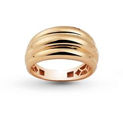 Artlinea, 18K Gelbgold Ring mit gewelltem Band, komplett aus 750er Gold mit exklusiver polierter Oberfläche, Größe 18,5, Made in Italy von Artlinea
