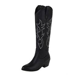 Artminzo Women's Cowboy Boots Lightly Lined with Block Heel Embroidery,C-40(EU) von Artminzo
