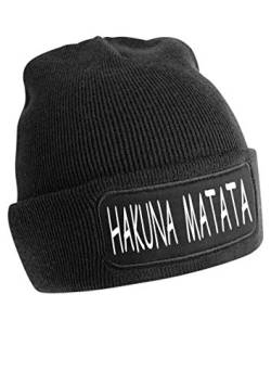 Artshirt Factory Hakuna Matata Beanie, Schwarz, Muster: Weiß von Artshirt Factory