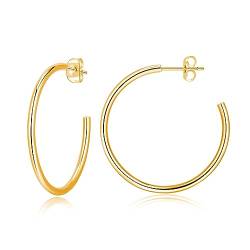 18K Gold Damen Ohrringe, Chunky Teardrop Hoops Ohrringe für Frauen, Lightweight Waterdrop Hollow Open Hoops, hypoallergene Ohrringe für Frauen und Mädchen (Gold-30mm) von Artskin