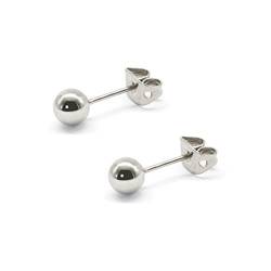 Artskin Titan Silber Kugel Damen Ohrstecker Hypoallergene Ohrringe für Frauen Männer Mädchen Ohrringe 5mm Silber Runde Kugel Ohrringe für empfindliche Ohren von Artskin