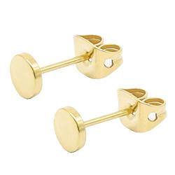 Titan Ohrstecker Hypoallergen für Damen Herren Mädchen 3mm-5mm Optionen Roségold/Gold/Silber/Schwarz Rund Flach Scheibenohrringe für empfindliche Ohren (6mm, Gold) von Artskin