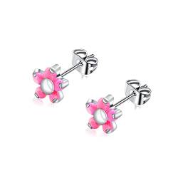 Titan Opal Labret Blumen Ohrstecker für Frauen Mädchen hypoallergen nickelfrei Geburtsstein Rosa Opal Ohrringe für empfindliche Ohren Knorpelohrringe Damenschmuck von Artskin