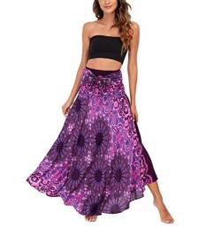 Rock Damen Summer Gedruckter Multifunktionaler Lang Rock Bohemien Maxirock,Midi Boho Hosenträger Kleid Hohe Taille Faltenrock Strandrock Sommerkleid von Artykey