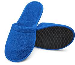 1 Paar oder 2 Paar Spa-Slipper, 100% Baumwolle Frottee-Fußbett, 12 Farben, 2 Größen Gr. 54, Royal Blau von Arus