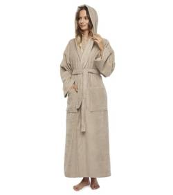 Arus Bademantel-Hooded Classic für Damen, Größe: XXL Lang, Farbe: Latte von Arus