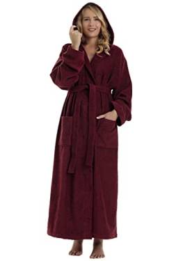 Arus Damen Bademantel Pacific Style volle Länge mit Kapuze Türkische Baumwolle - Violett - Large von Arus