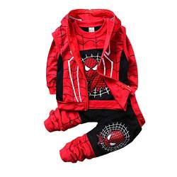 AsKong 3-teiliger Spider-Man-Anzug für Jungen, Sweatshirt, lange Hose, Reißverschlussweste, Größe 1–8 Jahre Gr. 90 cm Höhe, Schwarz von AsKong