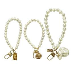 3 Stück Perle Schlüsselanhänger Anhänger Charme für Handtasche Schlüsselanhänger, niedliche Schlüsselanhänger für Airpods Pro Fall Dekor, Perle Anhänger für Schlüsselring DIY Crafting Geldbörse von Asaisimg