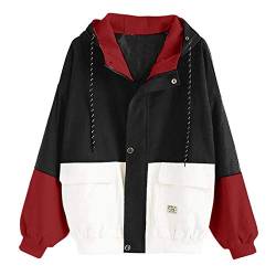 Asalinao Frauen Langarm Cord Patchwork Oversize Jacke Windbreaker Mantel Mantel, Damen Winter warme Vintage Jacke von Asalinao