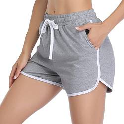 Aseniza Damen Sport Shorts Kurze Sporthose Jogginghose Sommer Sportshorts Running Gym Fitness Shorts 1/2er Pack,A-Grau,L von Aseniza