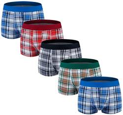 Aserlin Herren-Unterwäsche, Boxershorts, Baumwolle, große Tasche, Unterwäsche, 5er-Pack, C: 5 Stück Raster, XX-Large von Aserlin