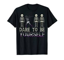 Dare To Be Yourself Skeleton Dab Asexual Ace Pride Flag LGBT T-Shirt von Asexual Shirts LGBT Pride Ace Men Women Gifts