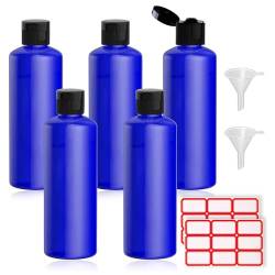 100ML Reiseflaschen Set (5 Stück) mit Flip Cap Leere Spender Plastikflasche Set, Plastikflaschen zum Befüllen, Abfüllflaschen für Kosmetik mit Trichter, für Shampoo, Conditioner, Lotion (Blau) von Asfacuputure