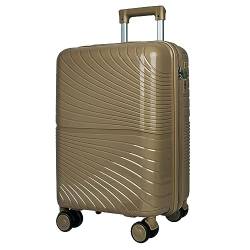 Asge Hartschalen-Koffer & Trolleys Handgepäck Koffer 4 Rollen Reisekoffer TSA Zahlenschloss Teleskopgriff, 20” Rollkoffer (Champagner, M) von Asge