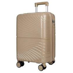 Asge Hartschalen-Koffer & Trolleys Handgepäck Koffer 4 Rollen Reisekoffer TSA Zahlenschloss Teleskopgriff, 20” Rollkoffer (Reis Gold, M) von Asge