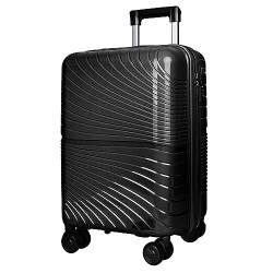 Asge Hartschalen-Koffer & Trolleys Handgepäck Koffer 4 Rollen Reisekoffer TSA Zahlenschloss Teleskopgriff, 20” Rollkoffer (Schwarz, M) von Asge