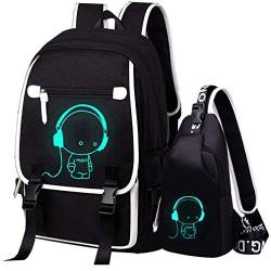 Asge Oxford-gewebe Schulrucksack für Jungen Schulrucksack Druck Rucksack Jugendlichen Schultasche Outdoor Reflektierender Daypack, Einheitsgröße von Asge