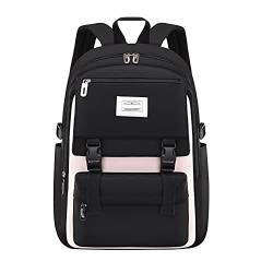 Asge Schulrucksack Mädchen Teenager Wasserdichter Schulrucksack Schulranzen Klasse 3-5 Kind Buchtasche für Teenager Mädchen Geschenk (Schwarz) von Asge