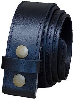 Echtes Leder 40mm Druckknopf Gürtel Ohne Schnalle - Schwarz oder Braun (5XL (142cm - 152cm taille), Schwarz) von Ashford Ridge