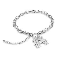 Personalisierte Armband mit 1 bis 5 Kinder und Namen Gravur Jungen Mädchen Anhänger Charms Armbänder für Damen Geschenk für Geburtstag Muttertag (2 Kinder) von Ashleymade