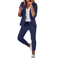 2PC Damen Hosenanzug Elegant Business Anzug Set Elegant Business Anzug Set Hosenanzug Blazer Hose 2-teilig Anzug Karo Kariert Lässige Zweiteiler Slimfit Streetwear Festlich Sportlich Hosenanzug von Ashleyzj