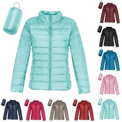 Ashleyzj Leichte Daunenjacke Mit Kapuze Damen Steppjacke Leichter Daunenmantel Damen Winter Daunen Winterjacke Damen Leicht Ultraleichte Dünne Steppjacken Frauen Federleichte (3A-Mint Green, XXL) von Ashleyzj