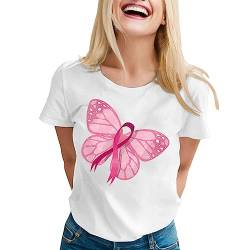 Damen Pink Ribbon Warrior T-Shirt Brustkrebs-Bewusstsein Faith T-Shirt mit O-Ausschnitt von Ashleyzj