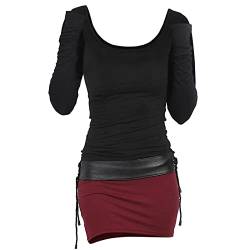 Damen Pulloverkleid Mit Kapuze Herbstkleid Sexy Pullover Kleid Kapuzenpullover Hoodie Farbeblock Slim Casual Langarm Minikleid Enges Strickkleid Herbst Winter Frauen Bodycon Gothic (1B-Black, S) von Ashleyzj