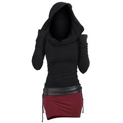 Damen Pulloverkleid Mit Kapuze Herbstkleid Sexy Pullover Kleid Kapuzenpullover Hoodie Farbeblock Slim Casual Langarm Minikleid Enges Strickkleid Herbst Winter Frauen Bodycon Gothic Winterkleid von Ashleyzj