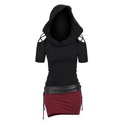 Damen Pulloverkleid Mit Kapuze Herbstkleid Sexy Pullover Kleid Kapuzenpullover Hoodie Farbeblock Slim Casual Langarm Minikleid Enges Strickkleid Herbst Winter Frauen Bodycon Gothic Winterkleid von Ashleyzj