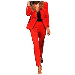 Hosenanzug Damen, Festlich Elegant Business Anzug Set Hosenanzug Blazer Hose Outfit Zweiteiler Slimfit Freizeitanzug Damen Anzug Damenanzug Mode 2 Stück Set Buisnesskleidung Frauen Hosenanzüge von Ashleyzj