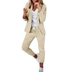 Hosenanzug Damen, Festlich Elegant Business Anzug Set Hosenanzug Blazer Hose Outfit Zweiteiler Slimfit Freizeitanzug Damen Anzug Damenanzug Mode 2 Stück Set Buisnesskleidung Frauen Hosenanzüge von Ashleyzj